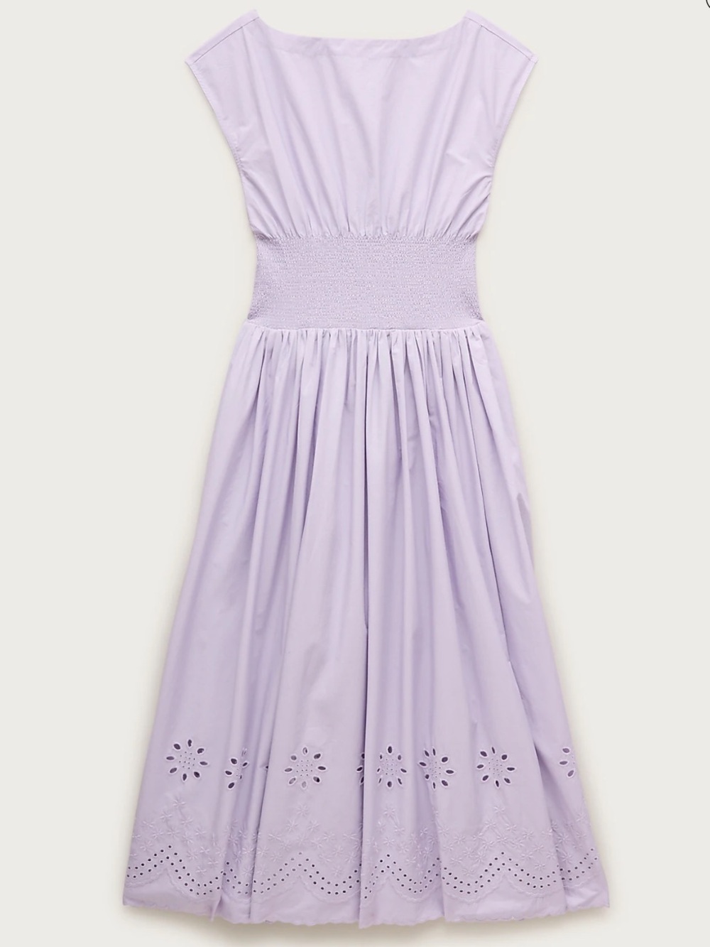J. Crew Lavender Smocked-Waist Midi Skirt with Eyelet Hem
